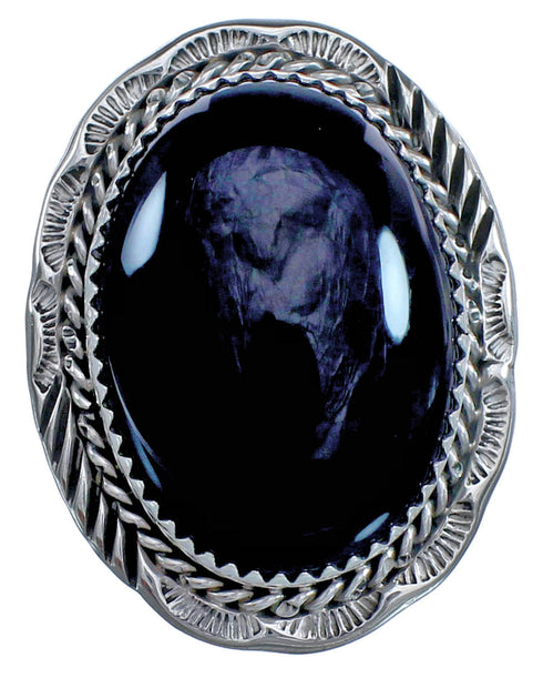 American Indian Onyx Authentic Sterling Silver Ring Size 8-1/4 BX119461